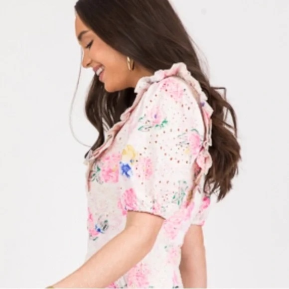 Adelyn Rae Pink Floral Eyelet Dress 33934 - Picture 4 of 15